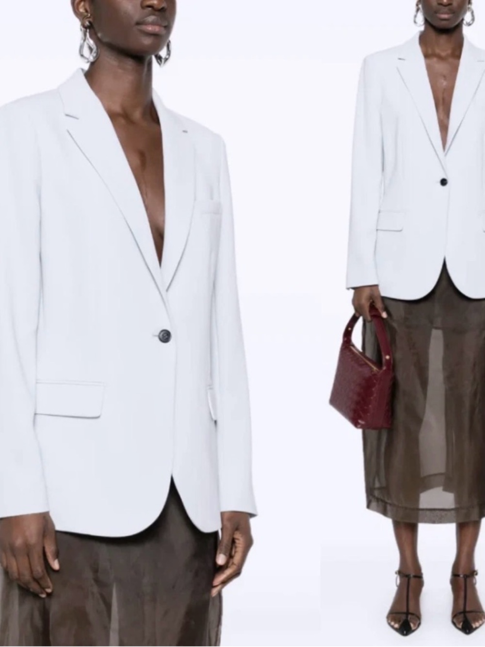 Theory Classic Single-Button Pale Blue Blazer